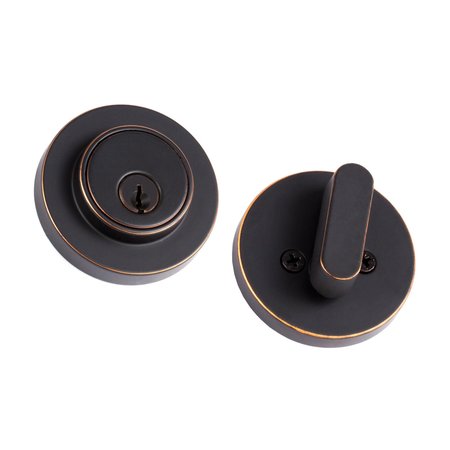 SURE-LOC HARDWARE Sure-Loc Hardware Modern Single Cylinder Deadbolt, Vintage Bronze DB201-MD 11P